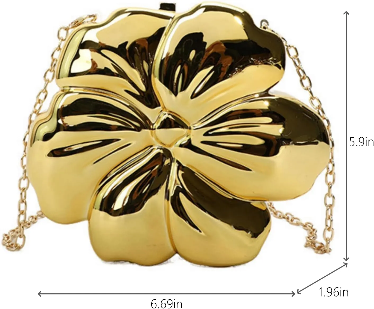 Flower Sparkly Acrylic Fancy Clutch Purse for Women, Floral Shape Crossbody Handbag Metallic Evening Bag Party Prom