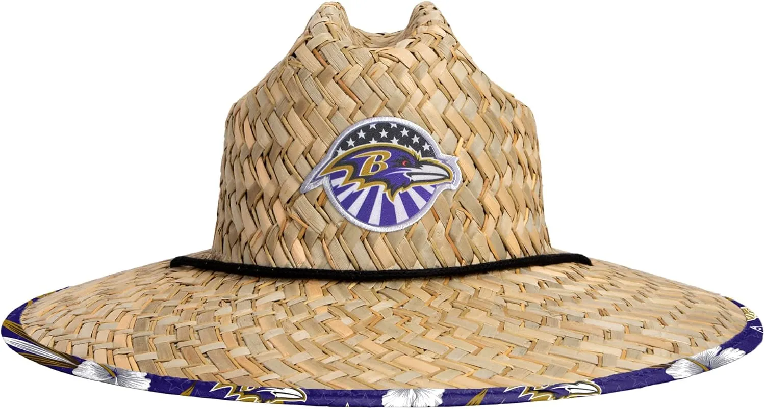 FOCO Men's NFL Team Logo Floral Lifeguard Beach Straw Sun Hat