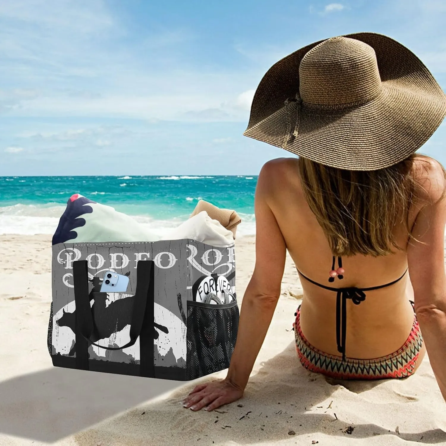 Foldable Grocery Reusable Tote Grocery Bag, Travel Canvas Shoulder Bags, Large Casual Laundry Pool Beach Bag