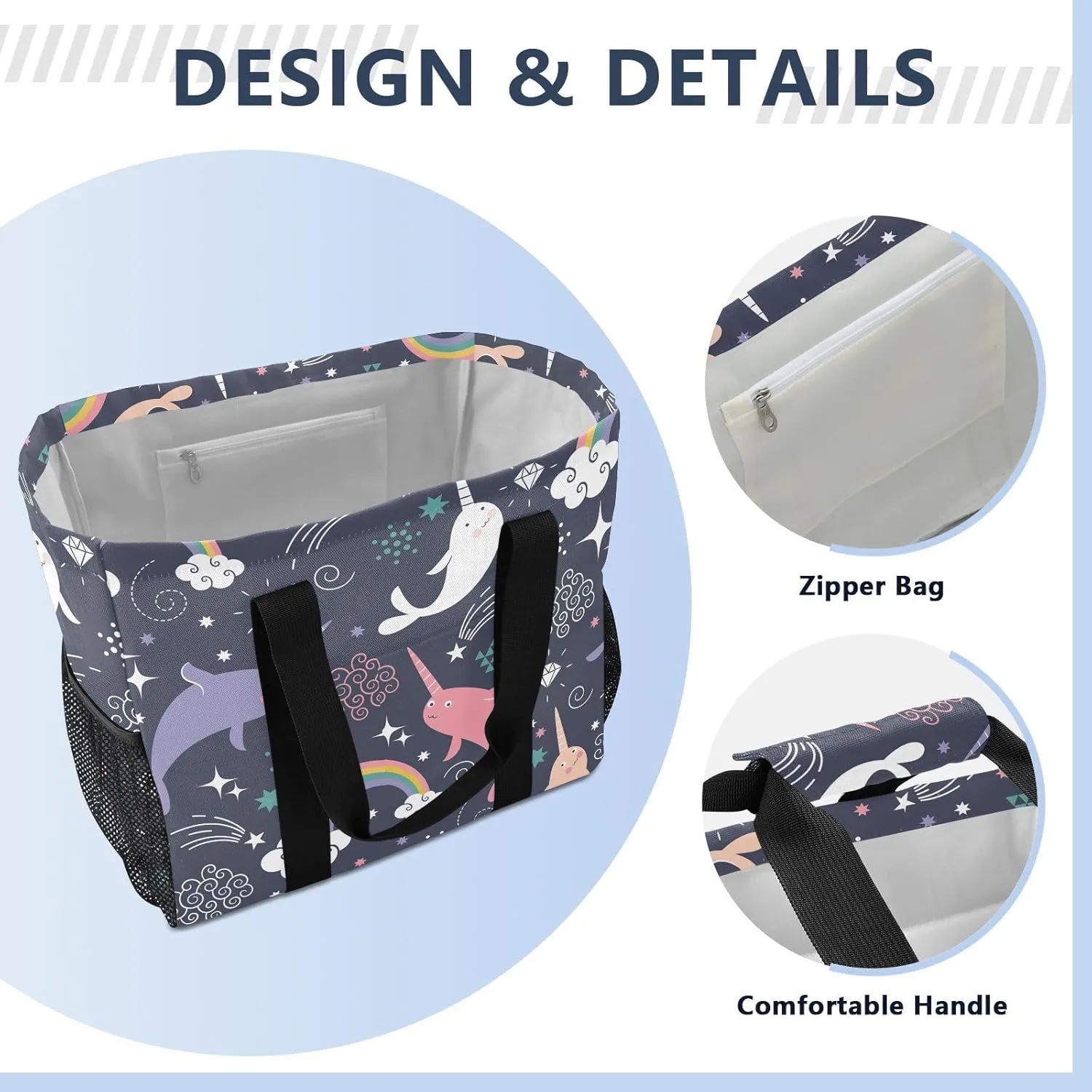 Foldable Grocery Reusable Tote Grocery Bag, Travel Canvas Shoulder Bags, Large Casual Laundry Pool Beach Bag