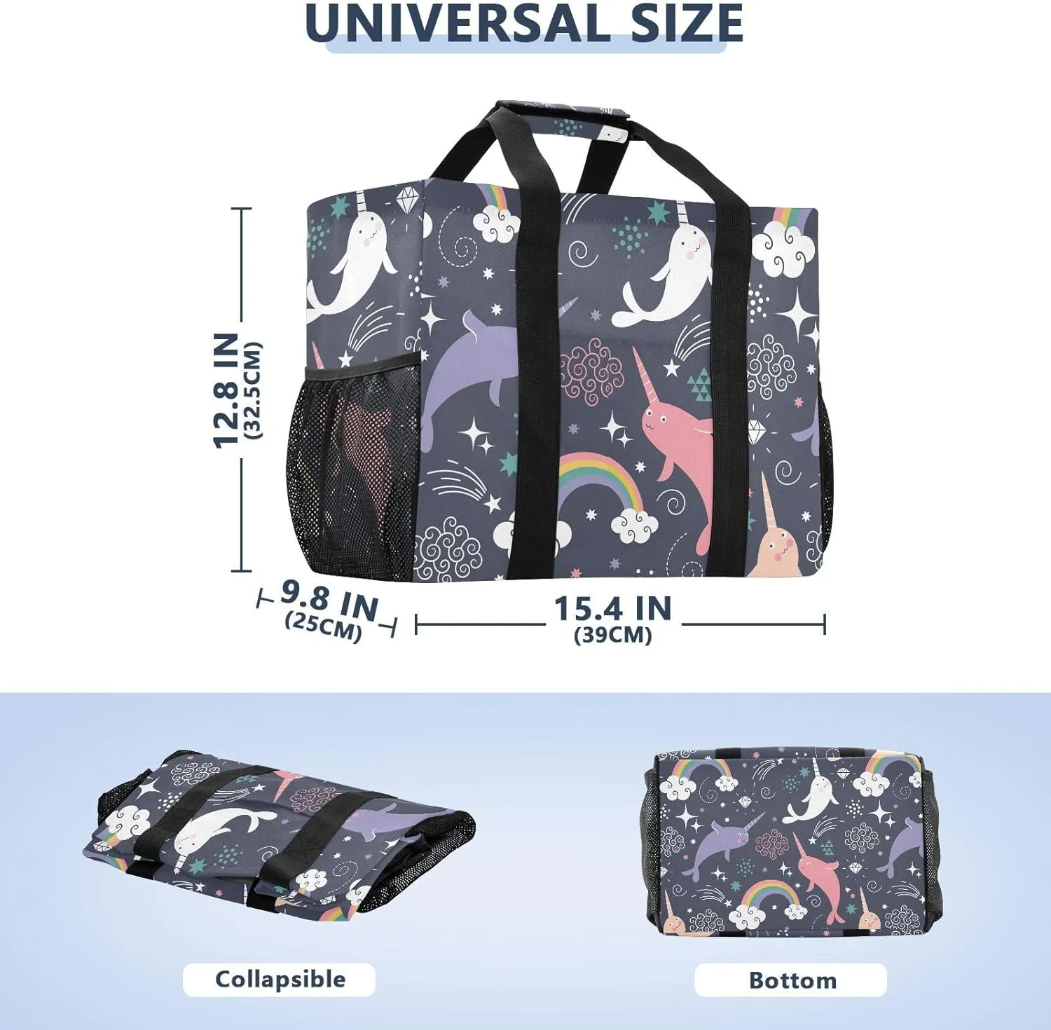Foldable Grocery Reusable Tote Grocery Bag, Travel Canvas Shoulder Bags, Large Casual Laundry Pool Beach Bag
