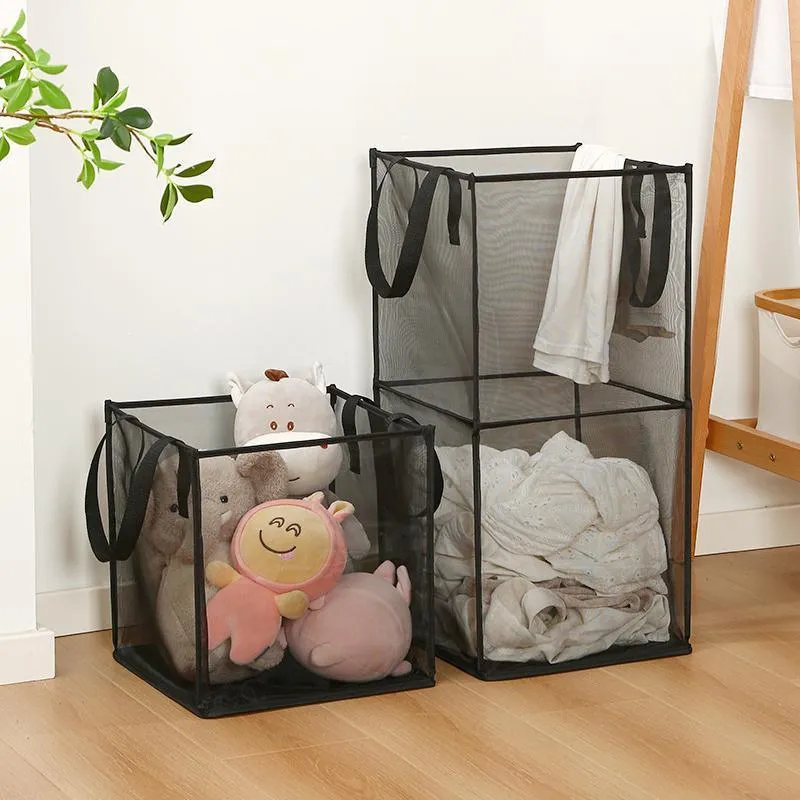 Foldable Mesh Laundry Basket 1PC 2Sizes 2Colours
