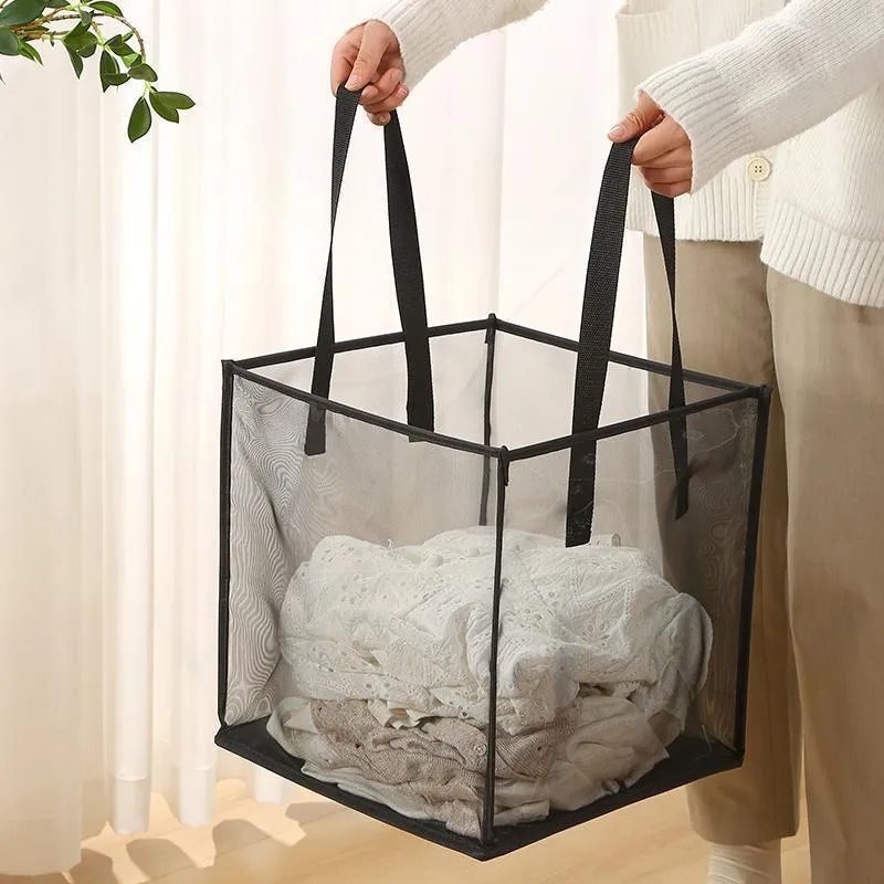 Foldable Mesh Laundry Basket 1PC 2Sizes 2Colours