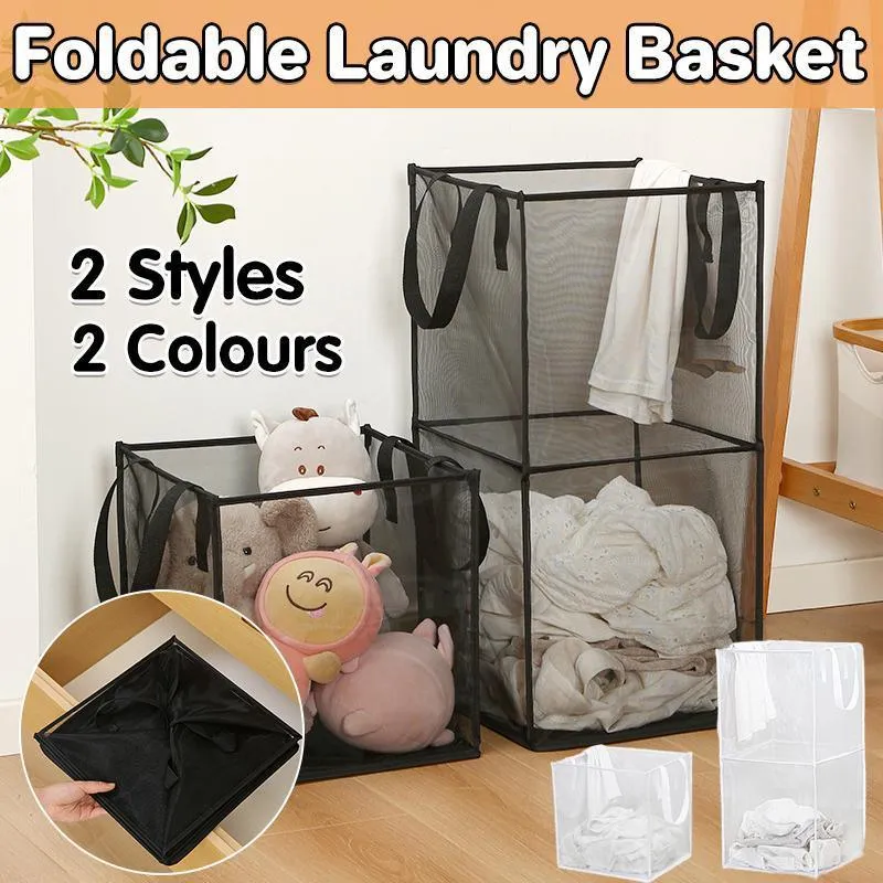 Foldable Mesh Laundry Basket 1PC 2Sizes 2Colours