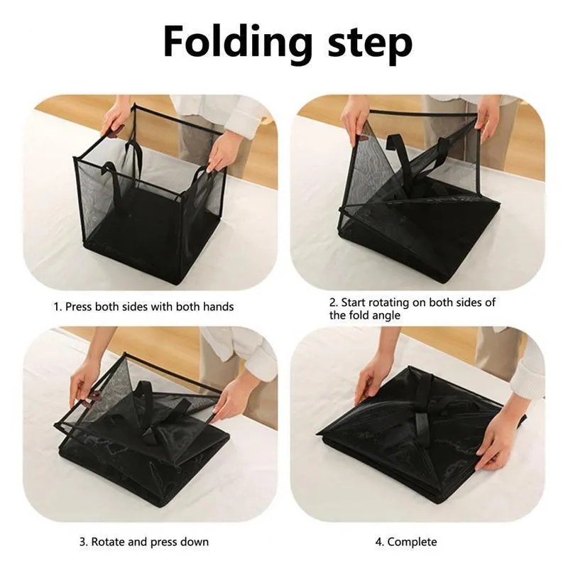 Foldable Mesh Laundry Basket 1PC 2Sizes 2Colours