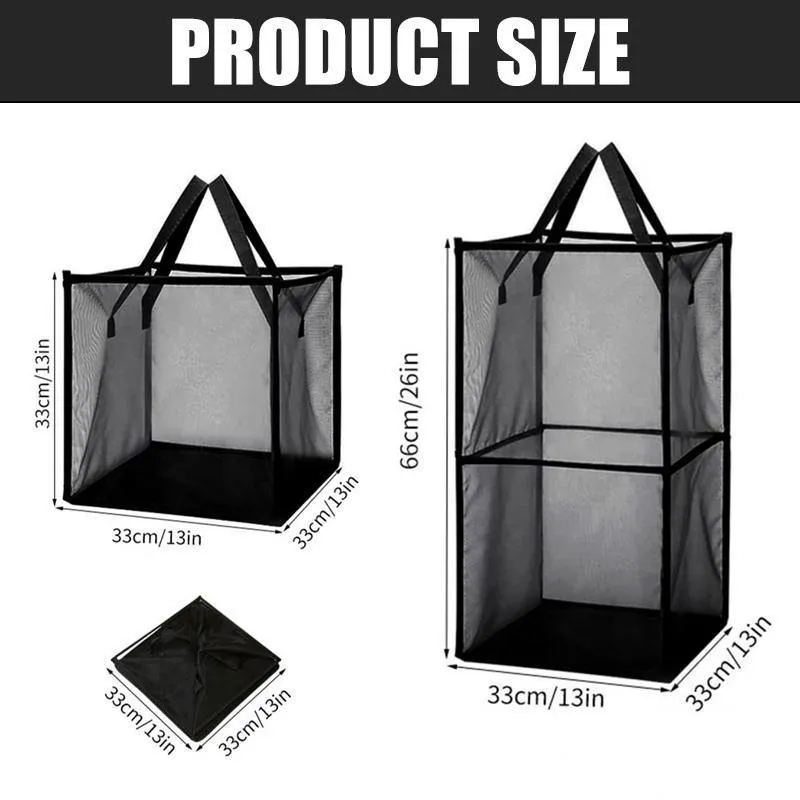 Foldable Mesh Laundry Basket 1PC 2Sizes 2Colours