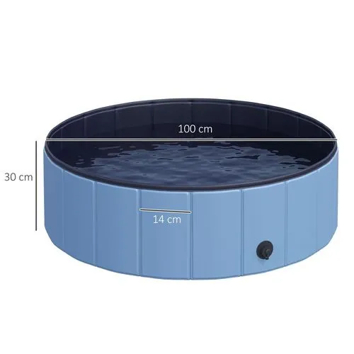 Foldable Pet Pool with Wooden Frame – 100cm Splash Bath for Dogs & Cats