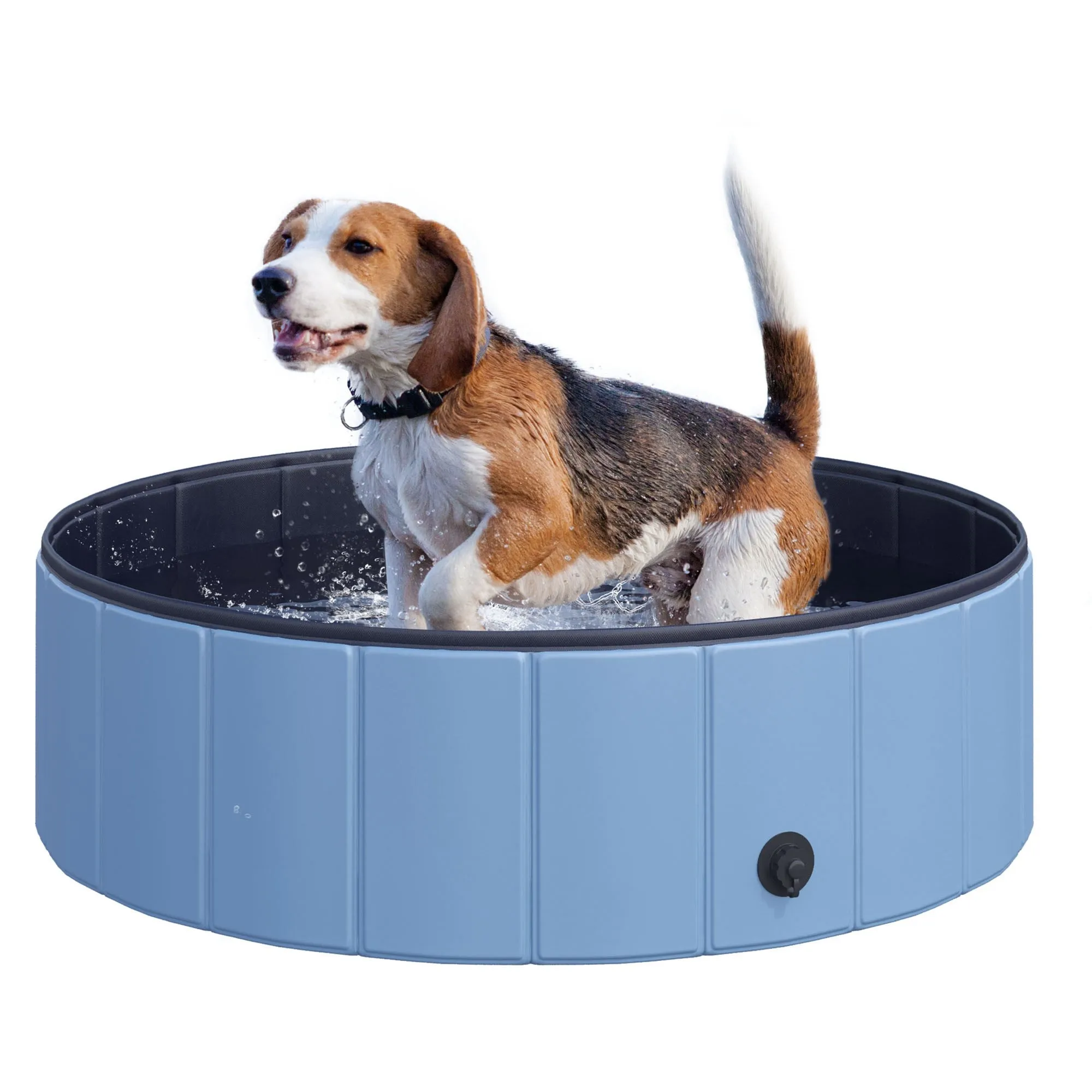 Foldable Pet Pool with Wooden Frame – 100cm Splash Bath for Dogs & Cats