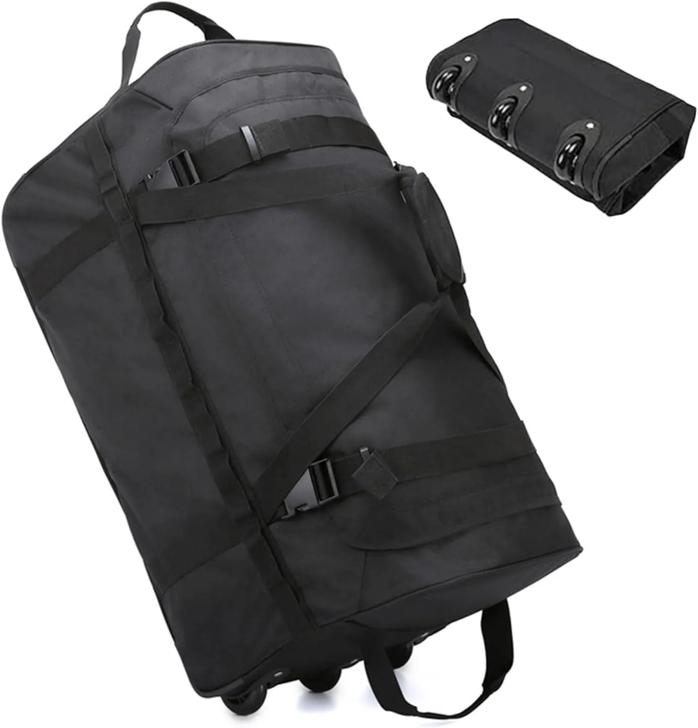 Foldable Rolling Duffle Bag with Wheels, 130L Extra Large Wheeled Duffel Travel Bag, 30 Inch Waterproof Weekender Bag, Collapsible Luggage with Rollers for Storage Camping Sports Outdoor