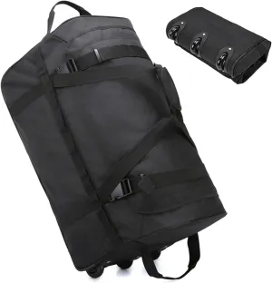 Foldable Rolling Duffle Bag with Wheels, 130L Extra Large Wheeled Duffel Travel Bag, 30 Inch Waterproof Weekender Bag, Collapsible Luggage with Rollers for Storage Camping Sports Outdoor