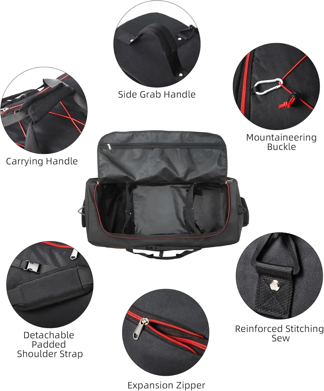 Foldable Wheeled Duffel Backpack with Padded Quilted Bottom,Waterproof Travel Duffle Bag with Extended Handles (Red)