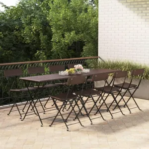 Folding Beach Chairs Heavy Duty Beach chairsFolding Bistro Chairs 8 pcs Brown Poly Rattan and SteelSuitable for Garden Patio Living Room