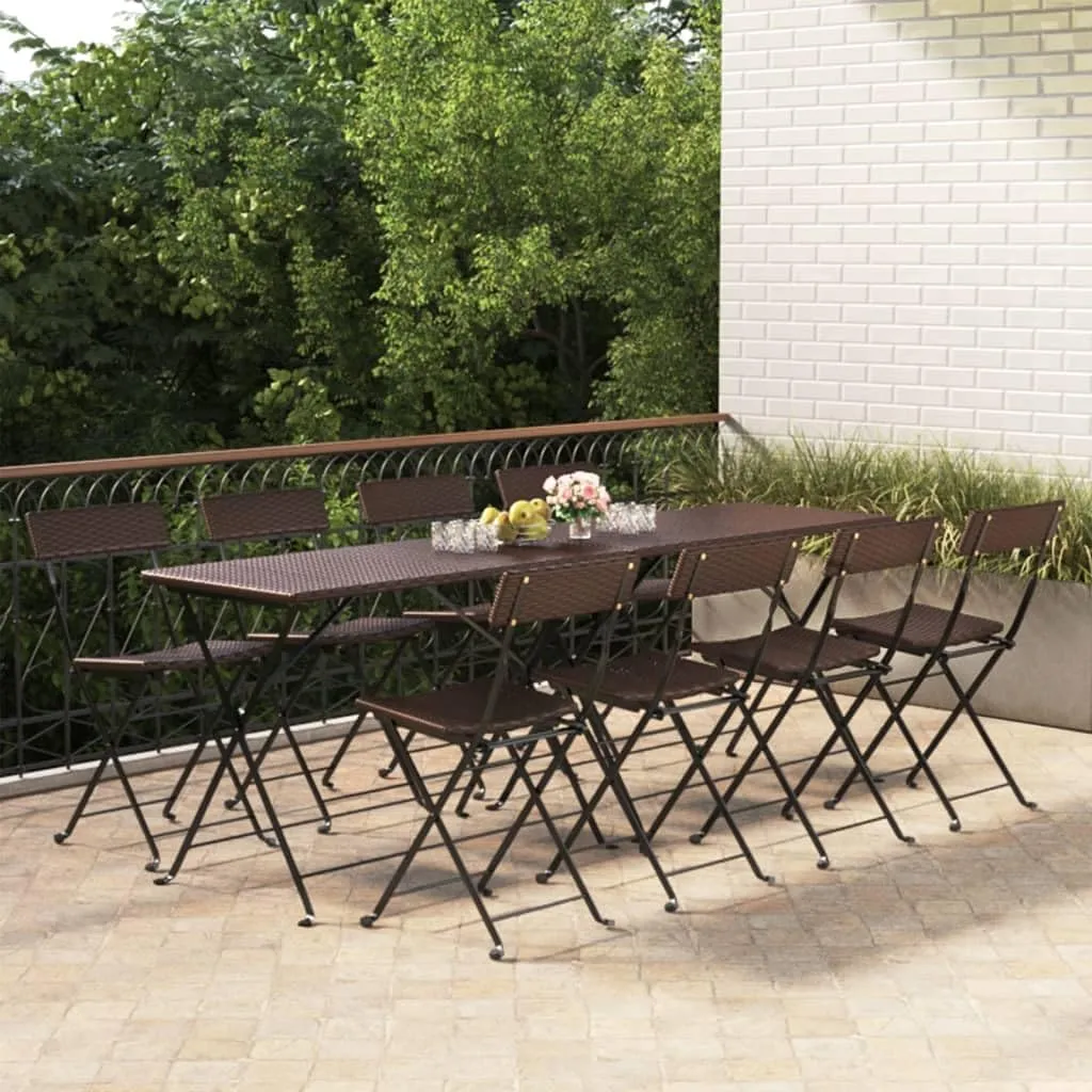 Folding Beach Chairs Heavy Duty Beach chairsFolding Bistro Chairs 8 pcs Brown Poly Rattan and SteelSuitable for Garden Patio Living Room