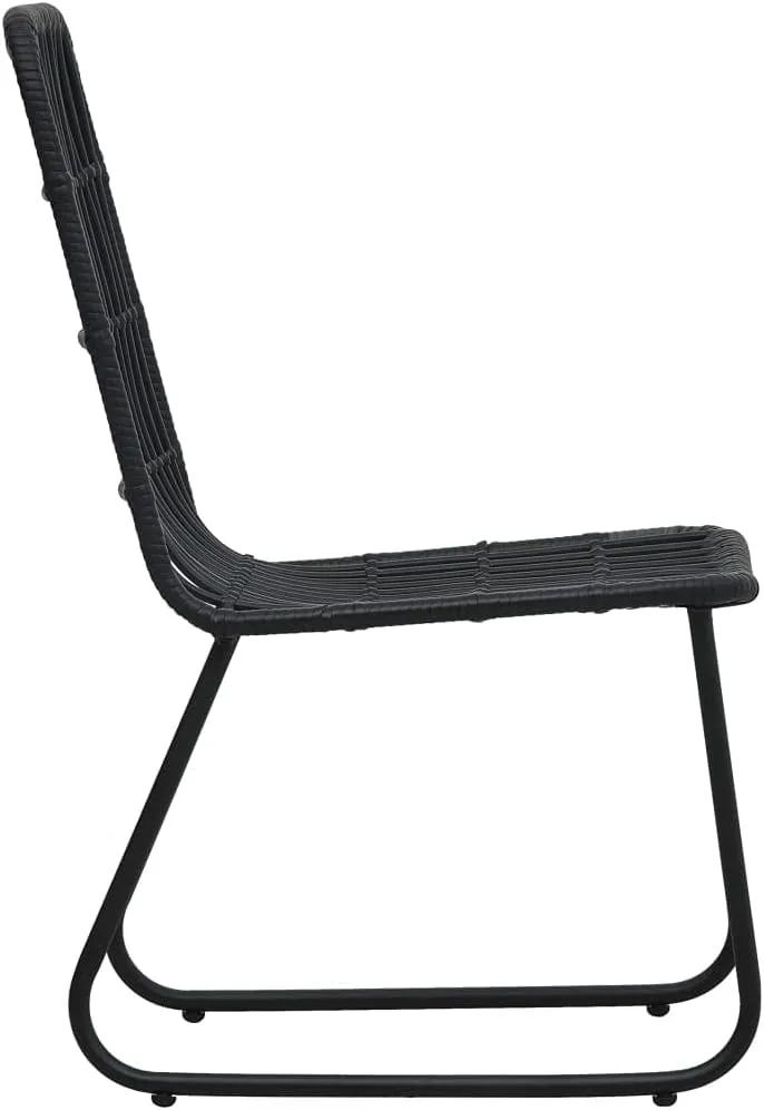 Folding Beach Chairs Heavy Duty Beach chairsPatio Chairs 2 pcs Poly Rattan BlackSuitable for Garden Patio Living Room