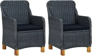 Folding Beach Chairs Heavy Duty Beach chairsPatio Chairs with Cushions 2 pcs Poly Rattan Dark GraySuitable for Garden Patio Living Room