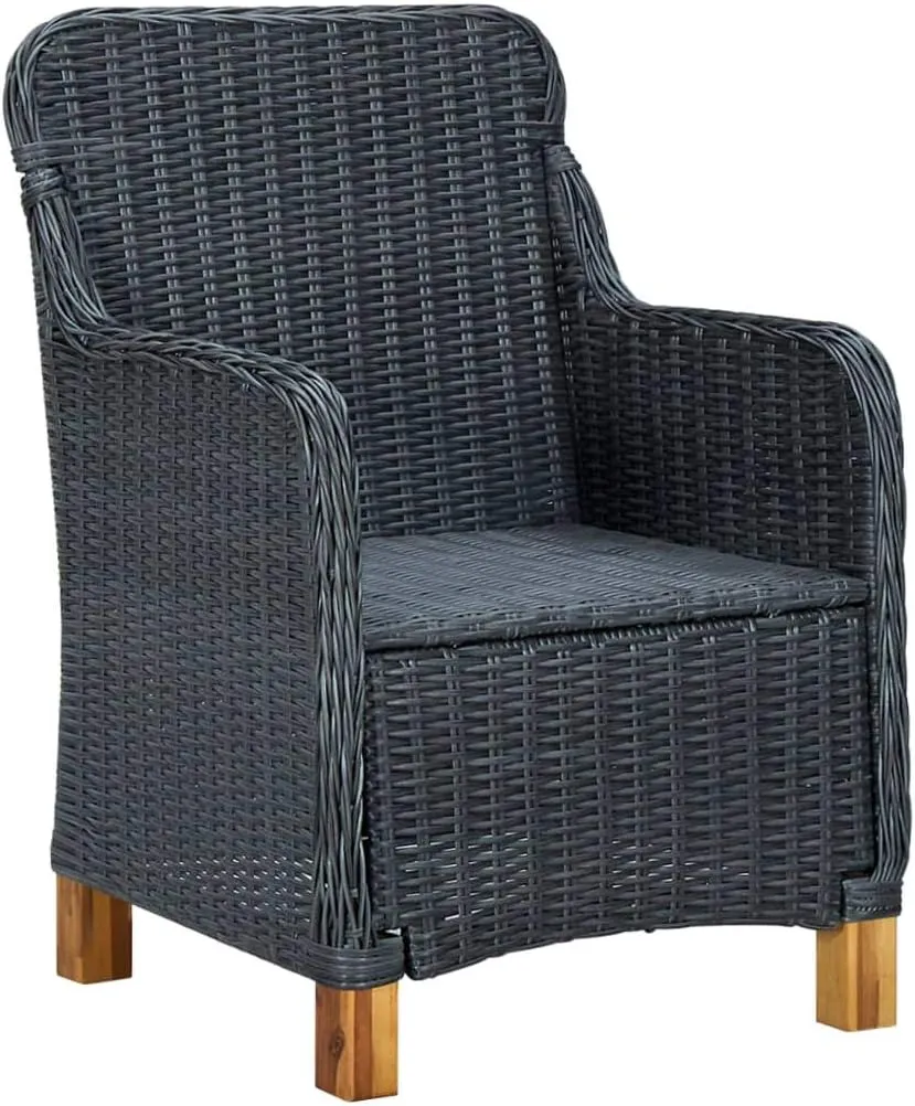 Folding Beach Chairs Heavy Duty Beach chairsPatio Chairs with Cushions 2 pcs Poly Rattan Dark GraySuitable for Garden Patio Living Room