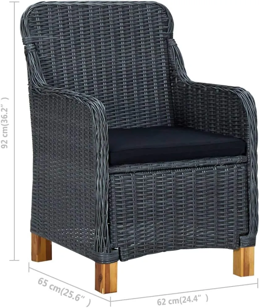 Folding Beach Chairs Heavy Duty Beach chairsPatio Chairs with Cushions 2 pcs Poly Rattan Dark GraySuitable for Garden Patio Living Room