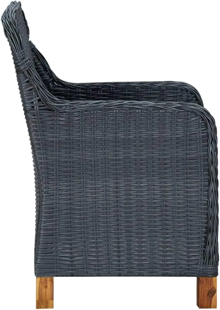 Folding Beach Chairs Heavy Duty Beach chairsPatio Chairs with Cushions 2 pcs Poly Rattan Dark GraySuitable for Garden Patio Living Room