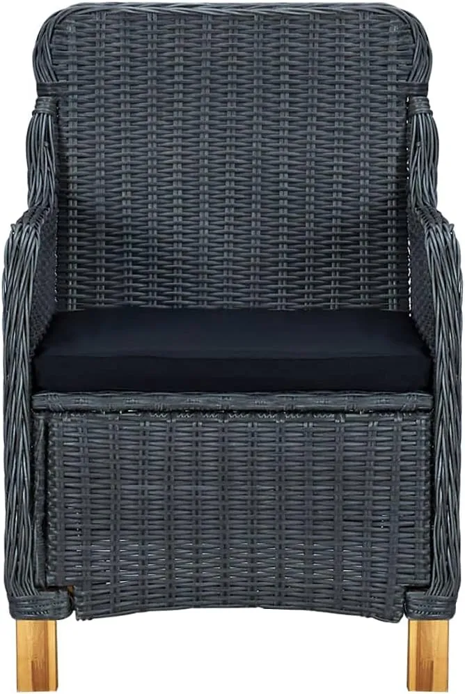 Folding Beach Chairs Heavy Duty Beach chairsPatio Chairs with Cushions 2 pcs Poly Rattan Dark GraySuitable for Garden Patio Living Room