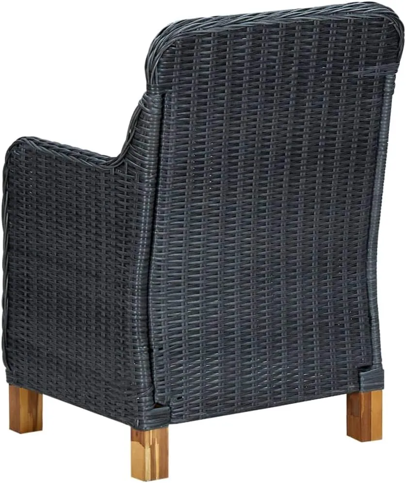 Folding Beach Chairs Heavy Duty Beach chairsPatio Chairs with Cushions 2 pcs Poly Rattan Dark GraySuitable for Garden Patio Living Room