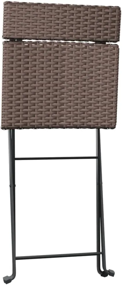 Folding Bistro Chairs 2 Pack Brown Poly Rattan and Steel Outdoor Patio Furniture for Garden Poolside Beach Camping