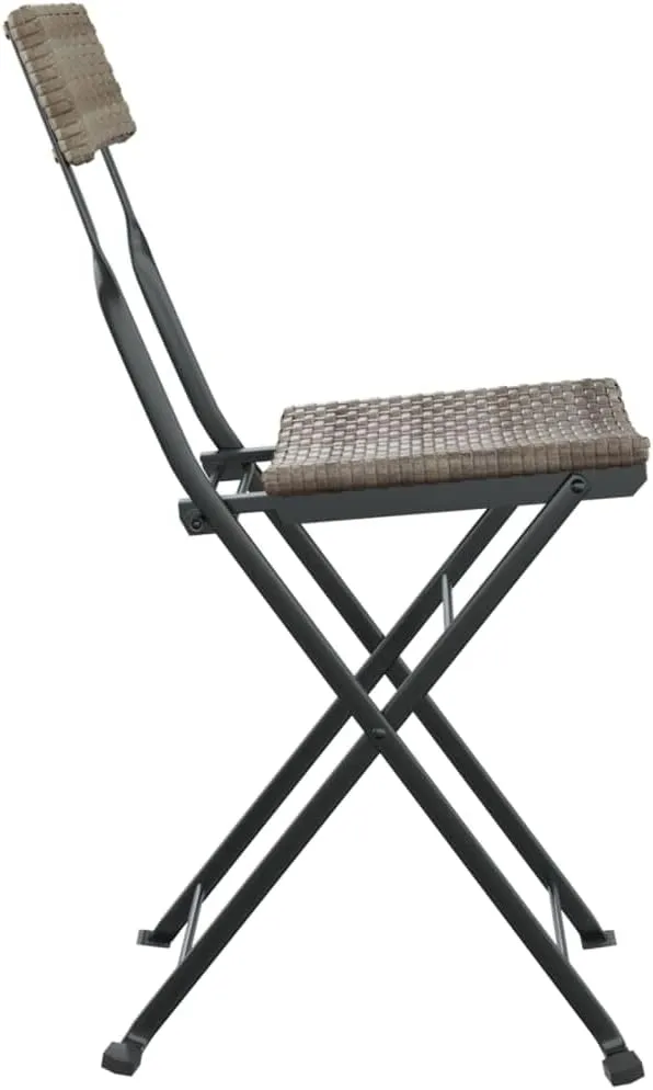 Folding Bistro Chairs 2 pcs Gray Poly Rattan and Steel Outdoor Chairs Patio Furniture for Garden and Terrace, Foldable Design for Easy Storage and Transport