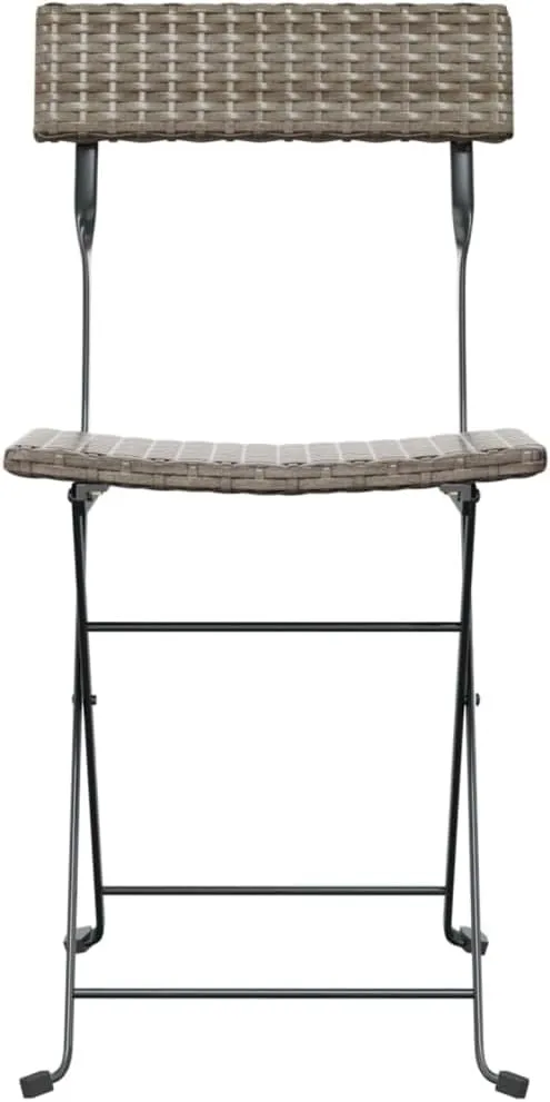 Folding Bistro Chairs 2 pcs Gray Poly Rattan and Steel Outdoor Chairs Patio Furniture for Garden and Terrace, Foldable Design for Easy Storage and Transport