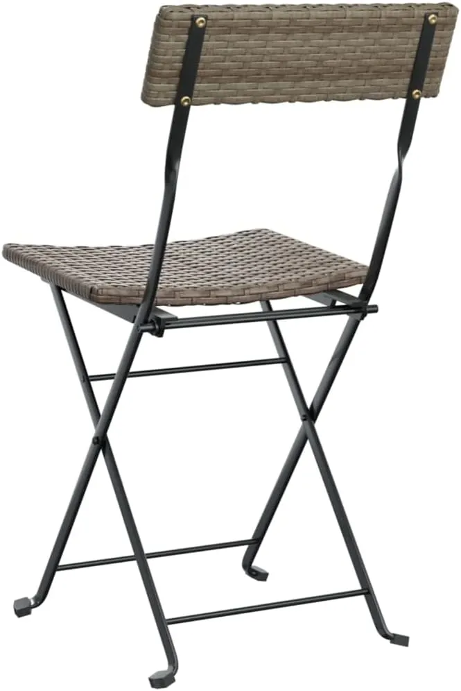 Folding Bistro Chairs 2 pcs Gray Poly Rattan and Steel Outdoor Chairs Patio Furniture for Garden and Terrace, Foldable Design for Easy Storage and Transport