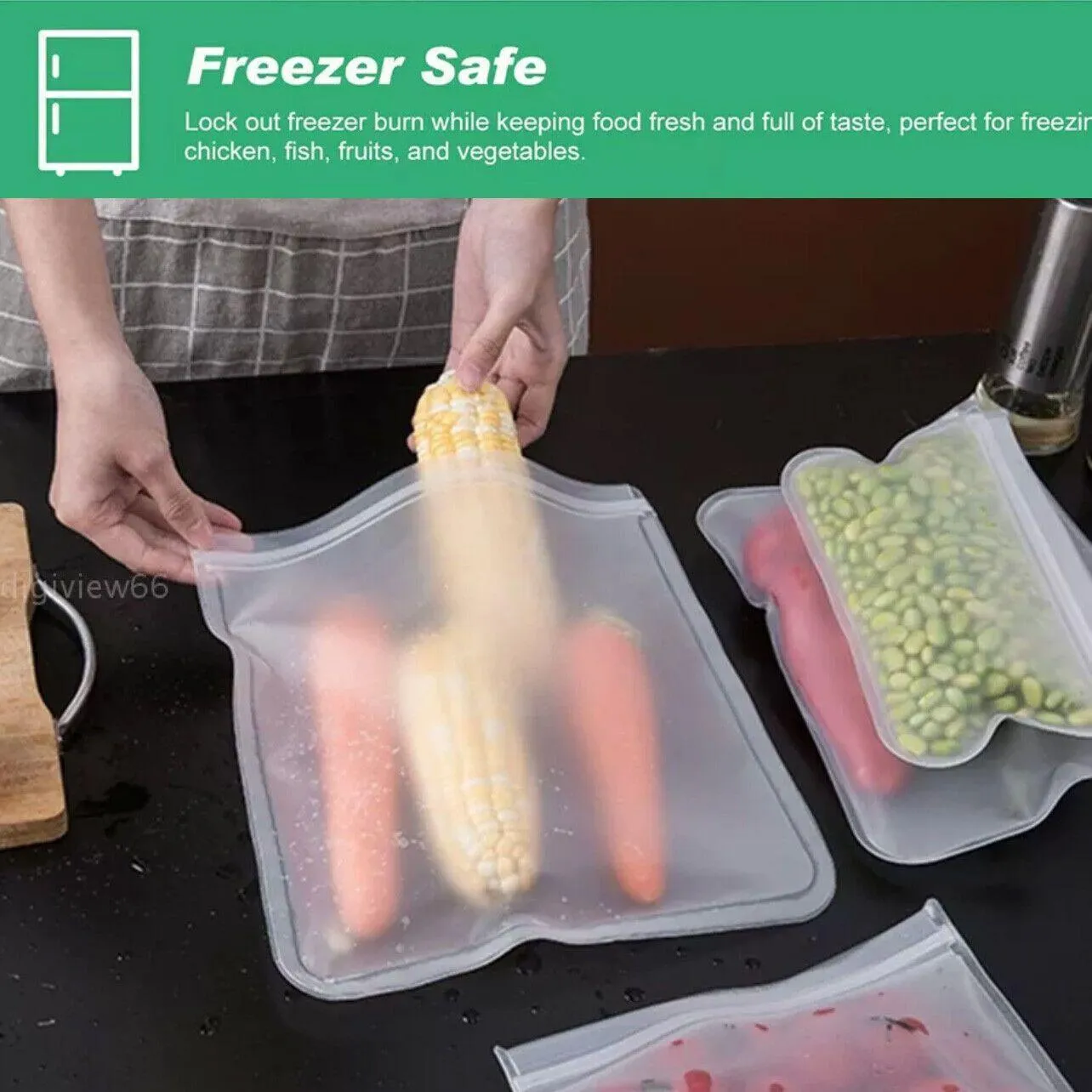 Food Storage Bags 10-40PCS PEVA Silicone Reusable Zip Lock