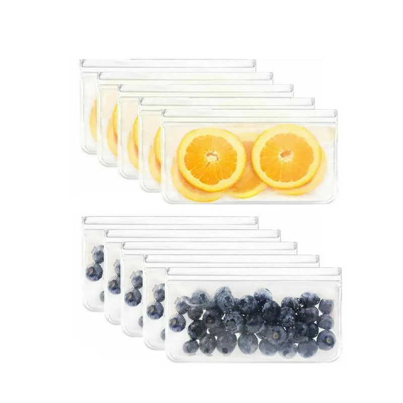 Food Storage Bags 10-40PCS PEVA Silicone Reusable Zip Lock