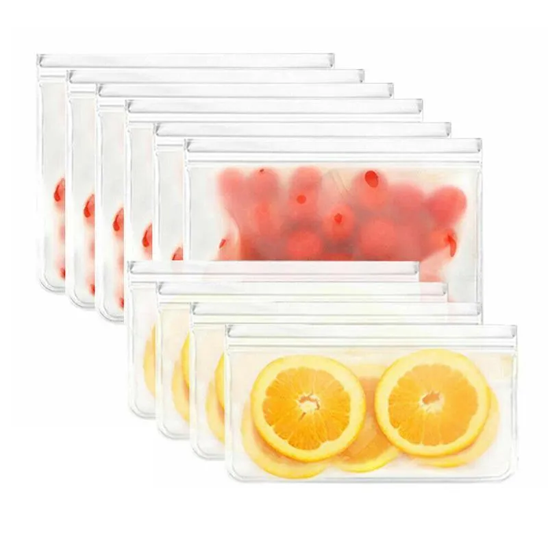 Food Storage Bags 10-40PCS PEVA Silicone Reusable Zip Lock