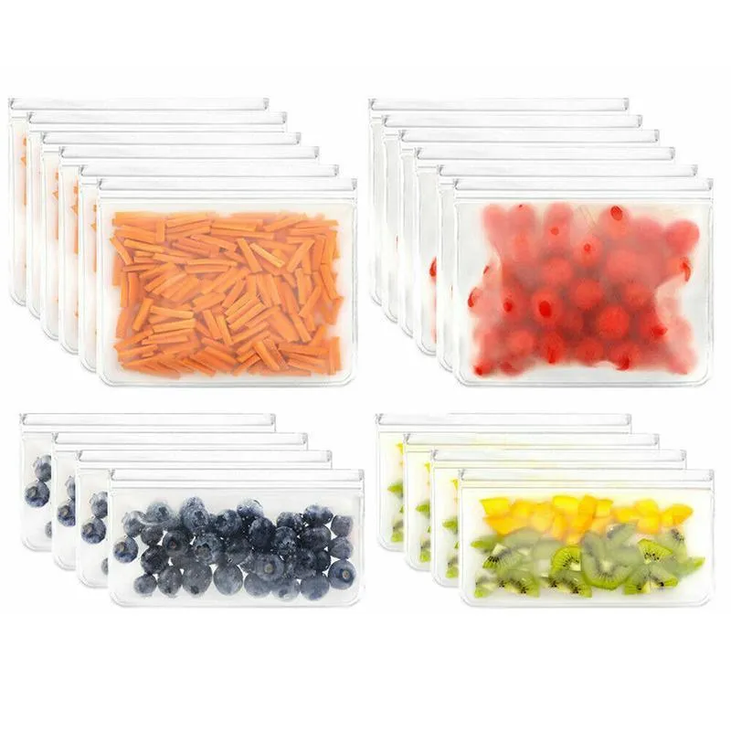 Food Storage Bags 10-40PCS PEVA Silicone Reusable Zip Lock