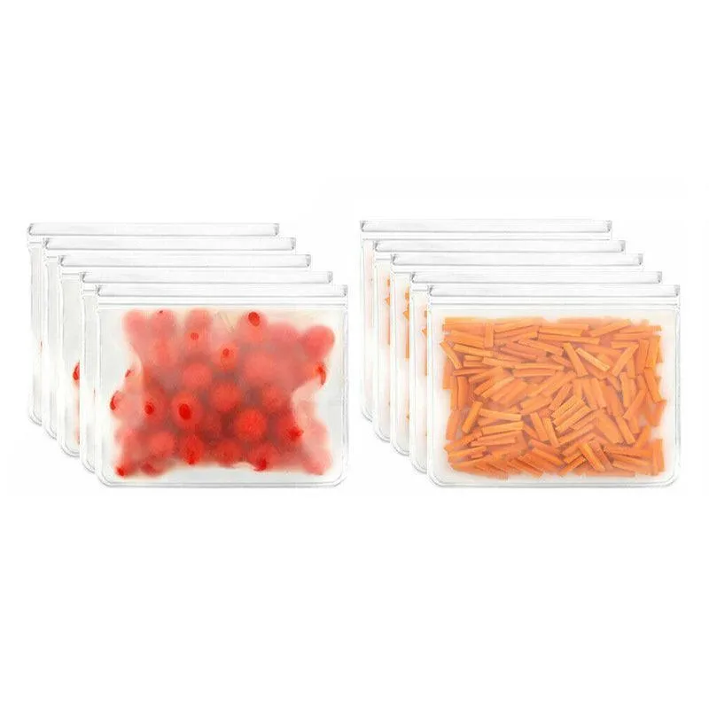 Food Storage Bags 10-40PCS PEVA Silicone Reusable Zip Lock