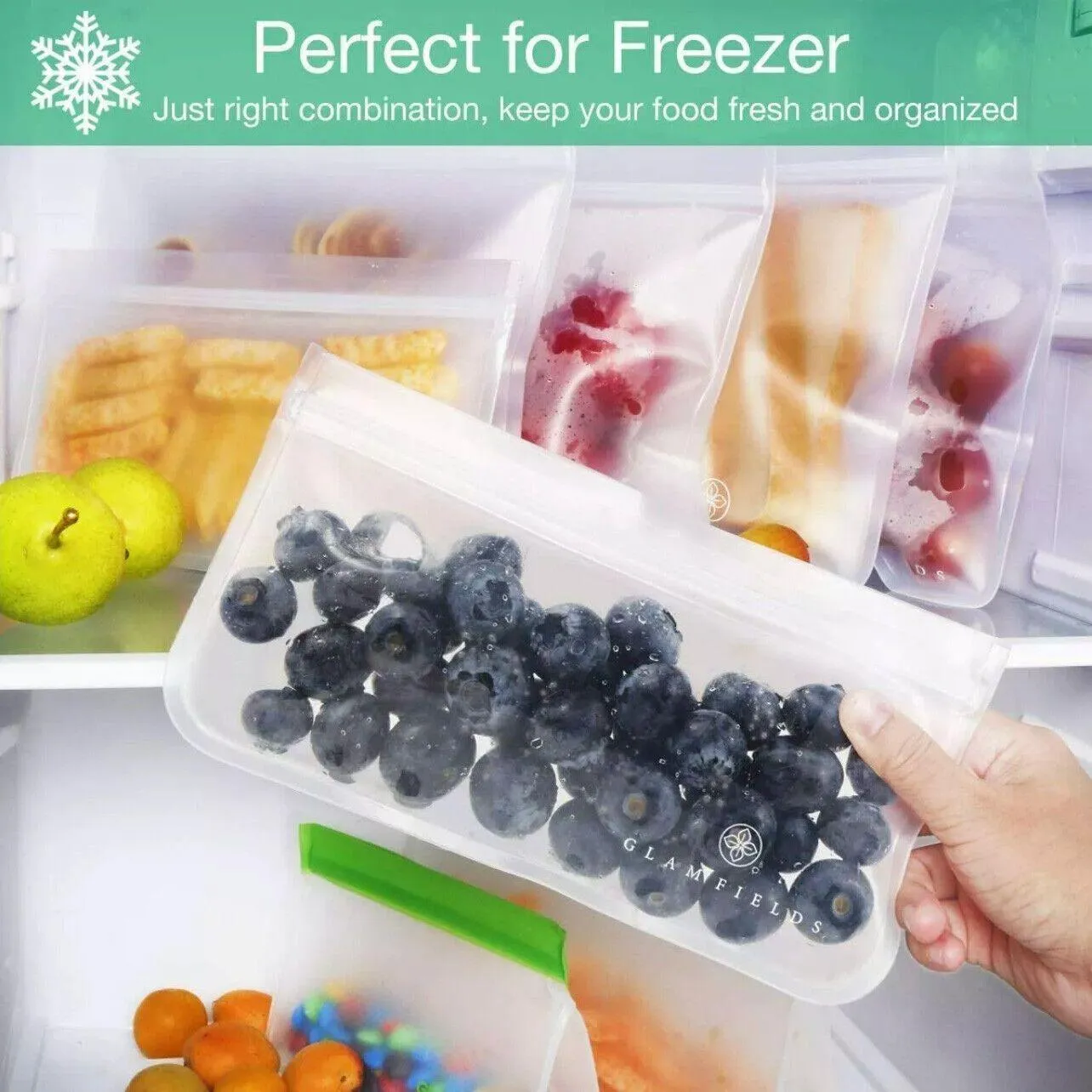 Food Storage Bags 10-40PCS PEVA Silicone Reusable Zip Lock