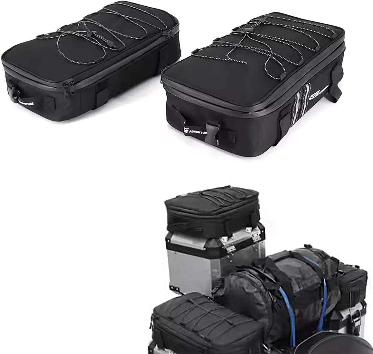 for BMW R1300 GS Motorcycle luggage Bag Expandable 20L Top Case Panniers Saddlebag Bags Waterproof Handbag Shoulder Velcro Fixation for R1200GS LC F800 F850GS ADV F900R K1600B (2 * Side Case Bags)