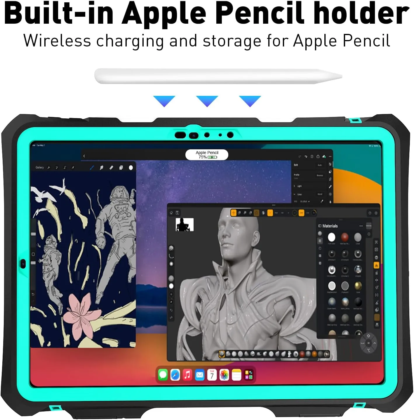 for iPad Pro 11 Case 2024 - Waterproof Case for iPad Pro 11 Inch M4 (5th Generation), Full Body Protection Case Shockproof Dust-Proof with Pencil Holder
