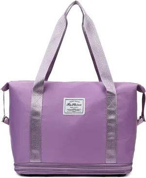 FORES Wheeled Duffle Bag Women Purple, Expandable, Waterproof, Removable Wheels, Foldable Travel Bag