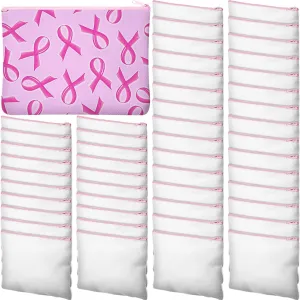 Frienda 50 Pcs Sublimation Blank Canvas Makeup Bags Bulk DIY Heat Transfer Canvas Pen Case Pencil Cosmetic Makeup Bags Clear Sublimation Blank Pouch with Zipper (7 x 4.3 Inch,White,Pink)