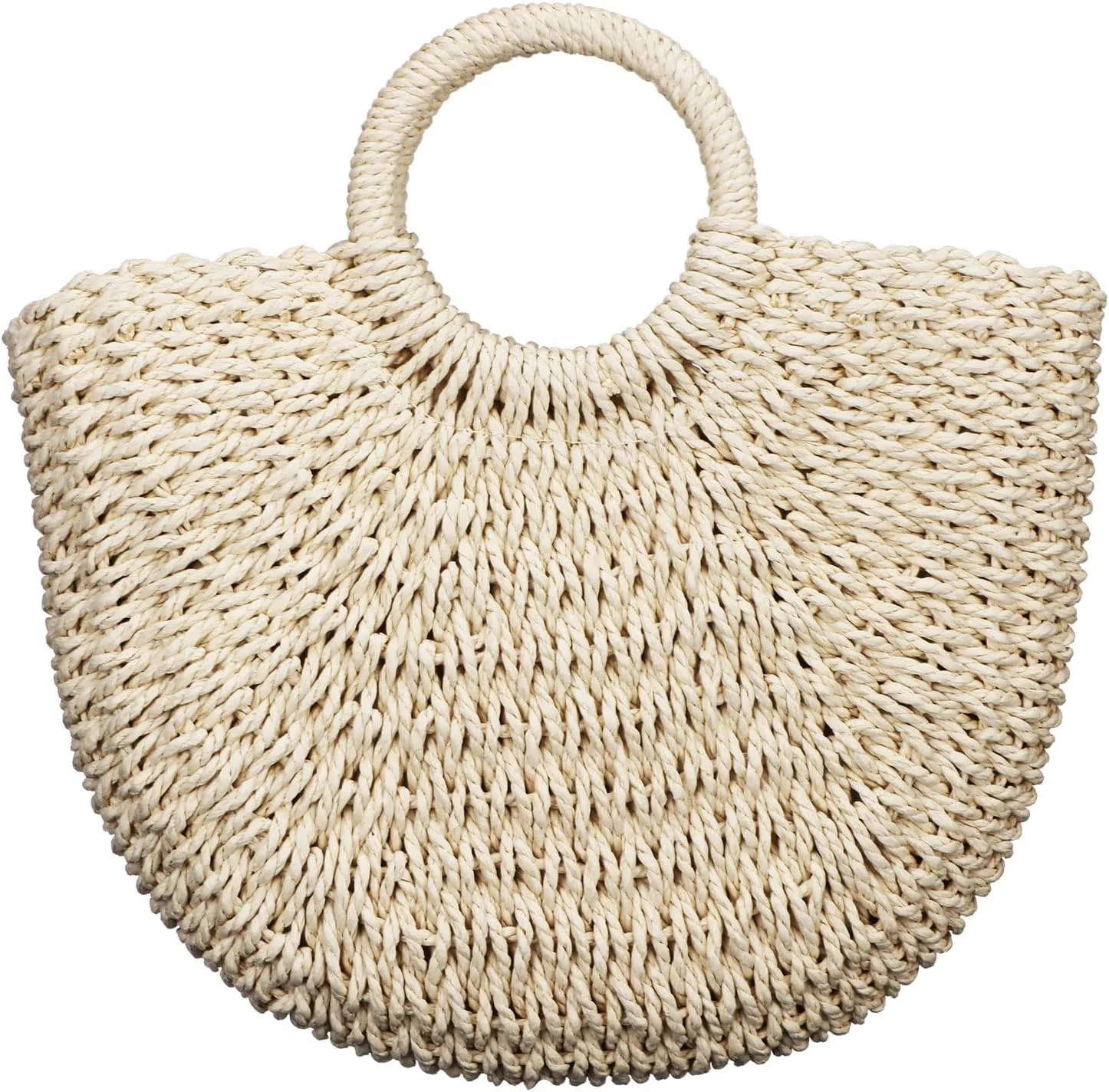 Frienda Straw Tote Bag Summer Beach Bag Handmade Straw Rattan Woven Handbag for Women Travel