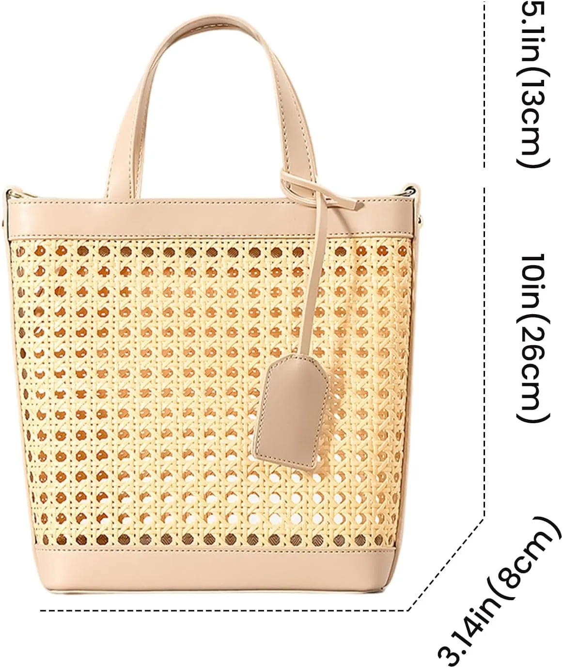 FUNSEED Handmade Rattan Handbag for Women Hollow Out Crossbody Woven Bag for Vacation