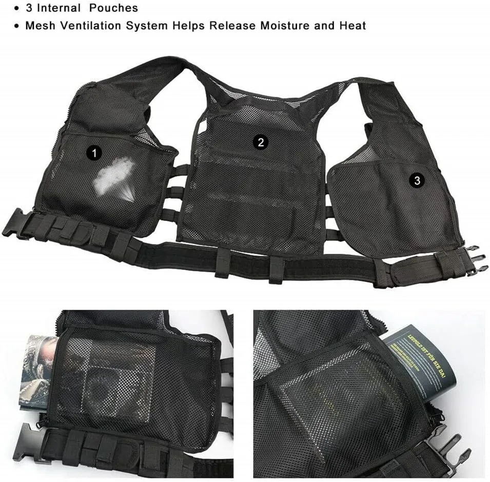 GALAXYLENSE U.S Universal Police Airsoft Hunting Paintball Tactical Gear Vest Protection Light Weight Heavy Duty Breathable