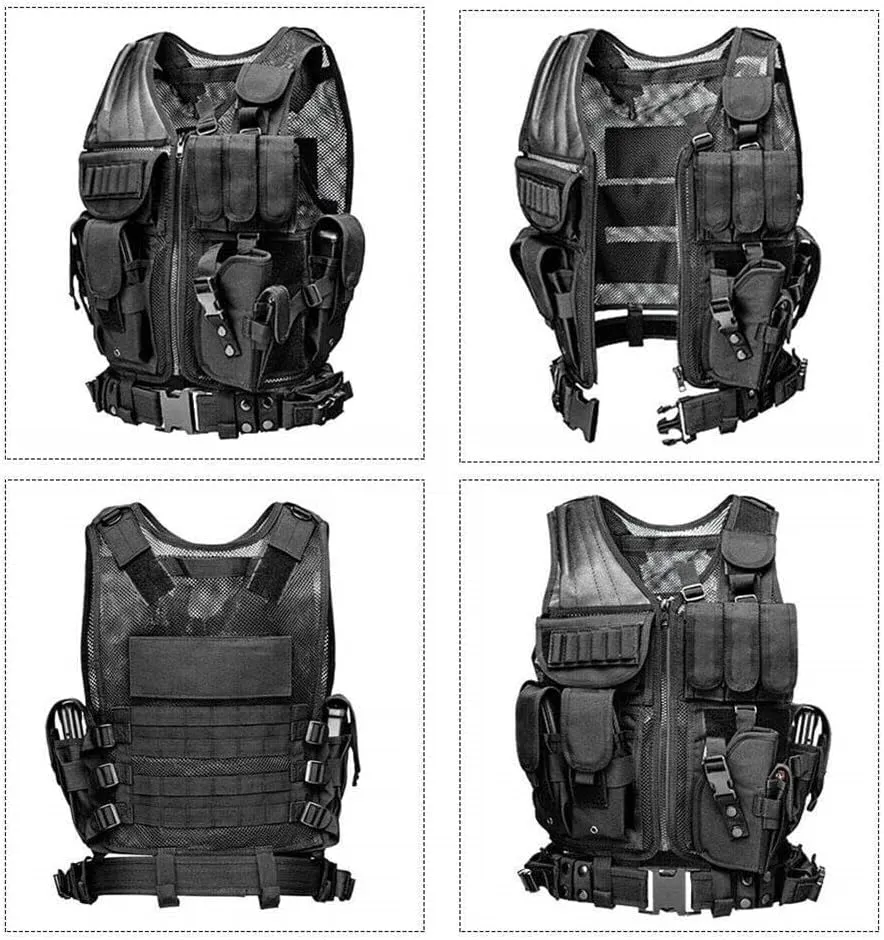 GALAXYLENSE U.S Universal Police Airsoft Hunting Paintball Tactical Gear Vest Protection Light Weight Heavy Duty Breathable