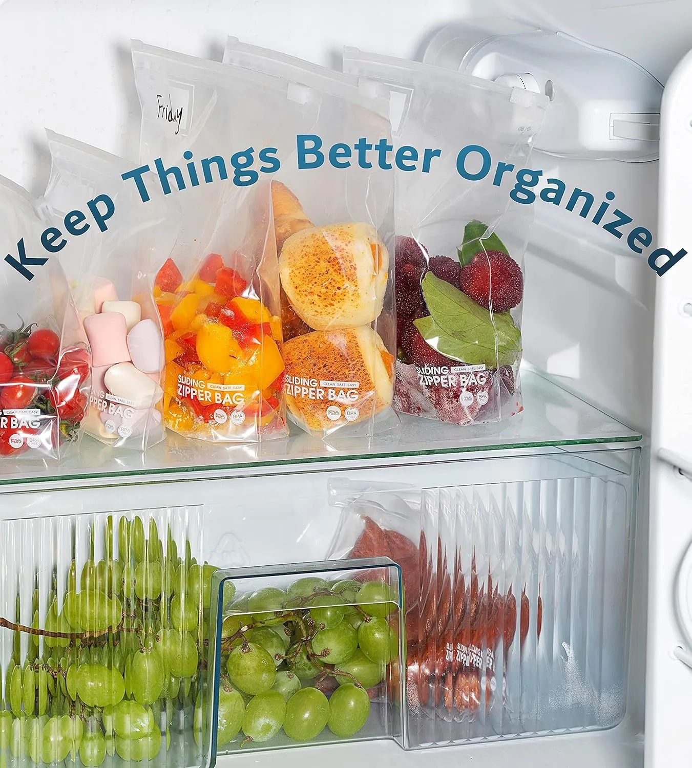 Gallon Slider Storage Bags- 100 Count, Featuring Expandable Bottom, Zero BPA, Microwave-Safe(4 boxes of 25)