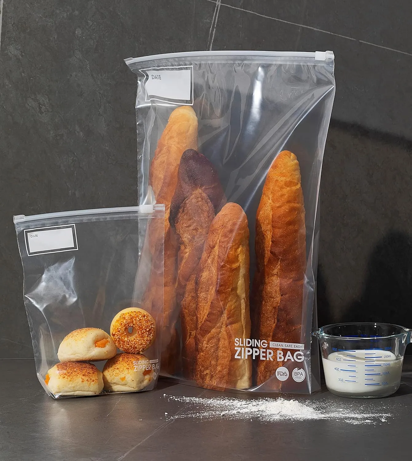 Gallon Slider Storage Bags- 100 Count, Featuring Expandable Bottom, Zero BPA, Microwave-Safe(4 boxes of 25)