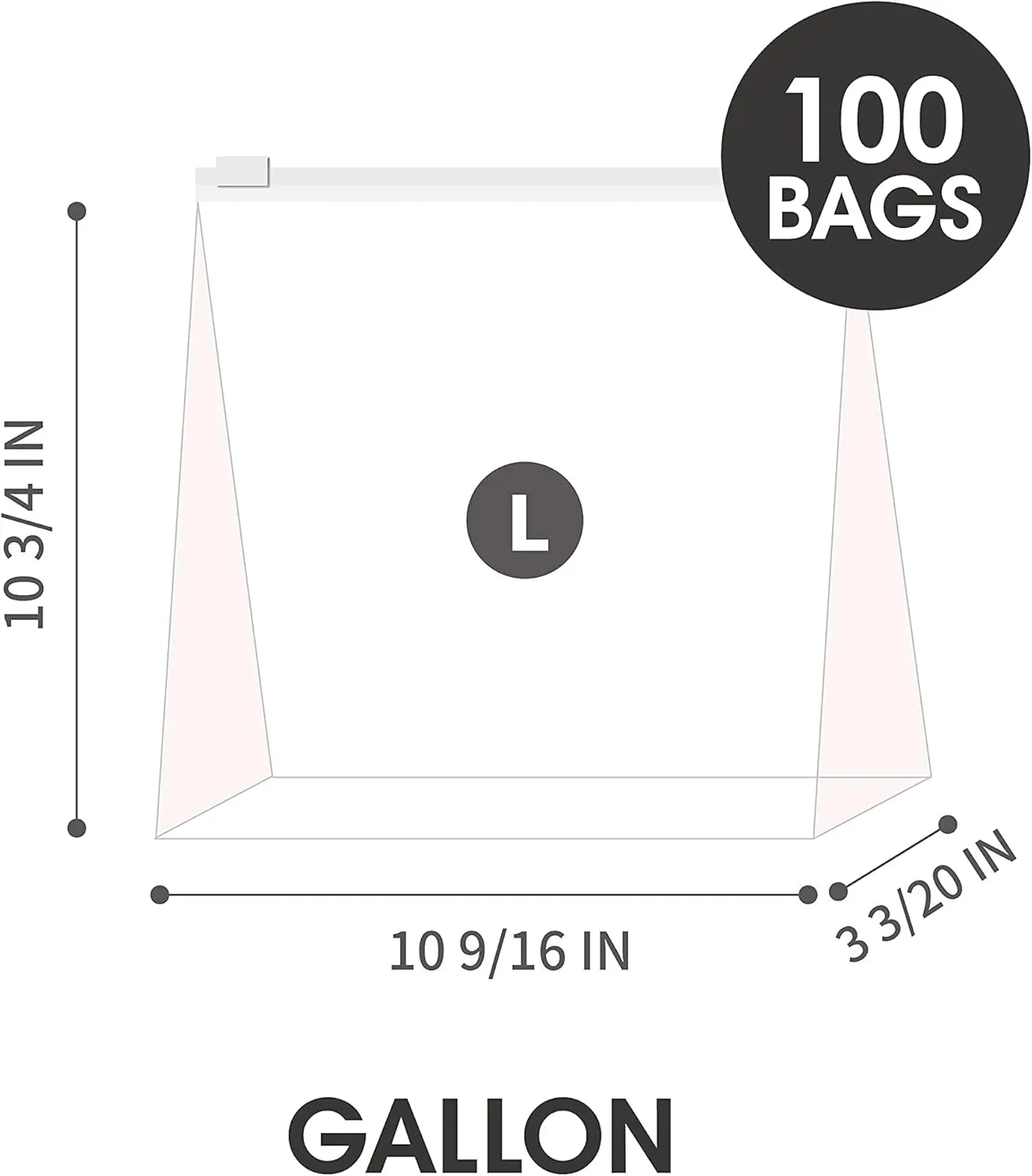 Gallon Slider Storage Bags- 100 Count, Featuring Expandable Bottom, Zero BPA, Microwave-Safe(4 boxes of 25)