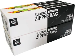 Gallon Slider Storage Bags- 100 Count, Featuring Expandable Bottom, Zero BPA, Microwave-Safe(4 boxes of 25)