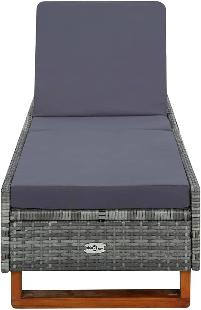 Garden Outdoor Lounge Reclining Couch Patio Furniture for Outdoor Patio Beach Lounge, for Outdoor, Poolside, Beach, Lawn, Patio, Camping, Lakeside Sunbed with Cushion Poly Rattan Gray