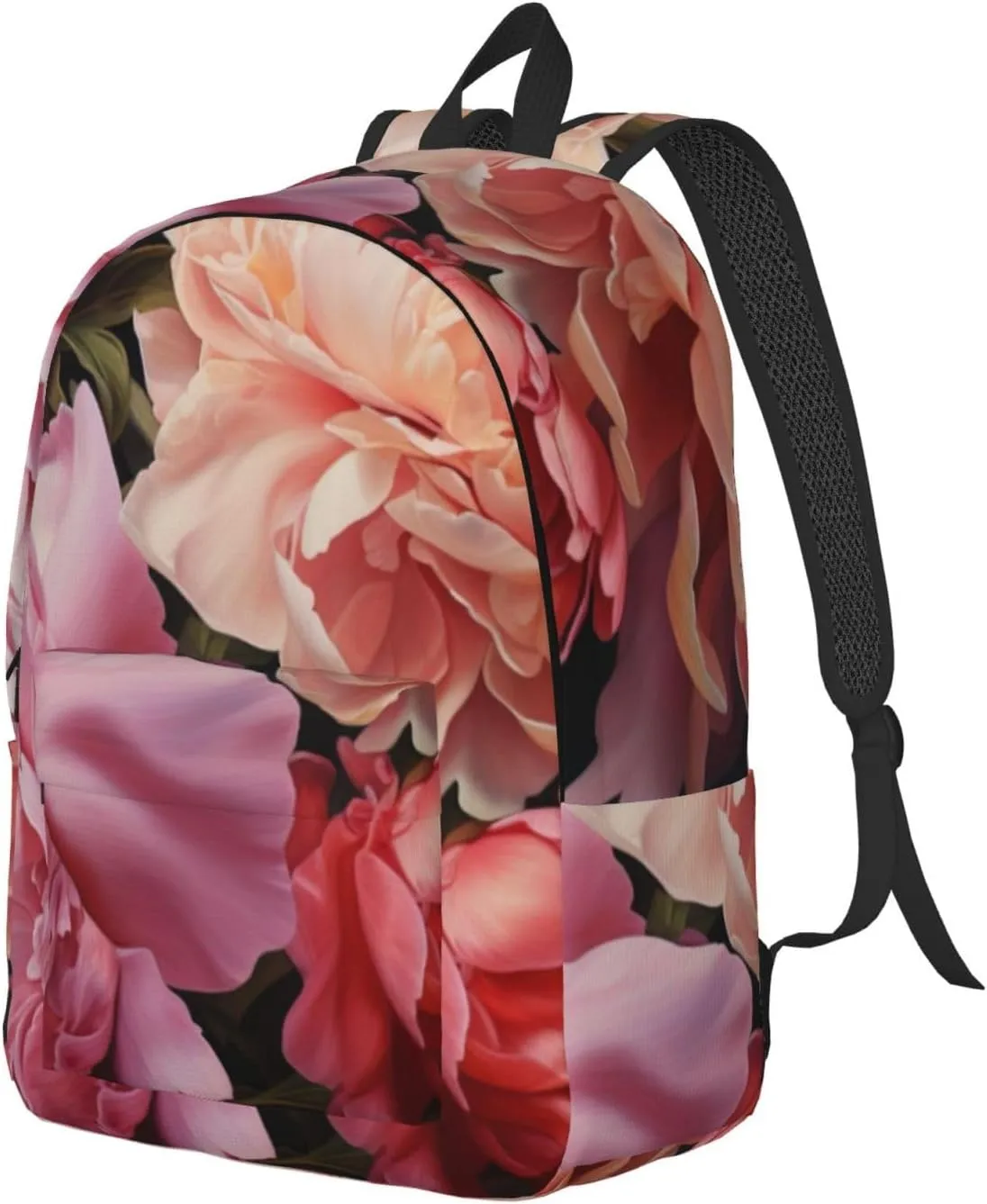 Garden Peony Canvas Casual Lightweight Duffel Bag, Fashion Duffel Bag, Unisex Travel Backpack