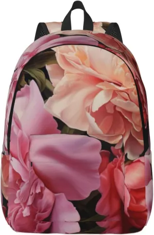 Garden Peony Canvas Casual Lightweight Duffel Bag, Fashion Duffel Bag, Unisex Travel Backpack