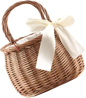Garneck Wedding Basket 1pc Rattan Basket Willow Miss Rural Beach Purse